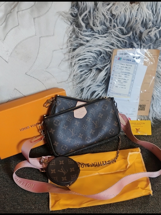Louis Vuitton Handbags - Louis Vuitton Multi Pochette Monogram Canvas Pink Strap Crossbody Duty Paid